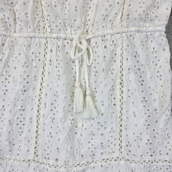 Joie Dress Womens Extra Small White Eyelet Lace Tassel Lined Viscose Boho Mini - Picture 2 of 10